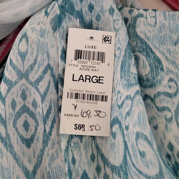 "INC" Woman'sĀ Sleeveless Strappy top Size: lgāazure Ikat Embellished frontāNWT - Picture 5 of 9